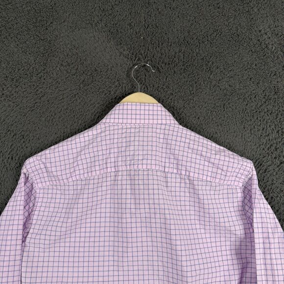 Brooks Brothers Shirt Mens Medium Pink Check Milano Fit Button Down Thomas Mason - Picture 9 of 13